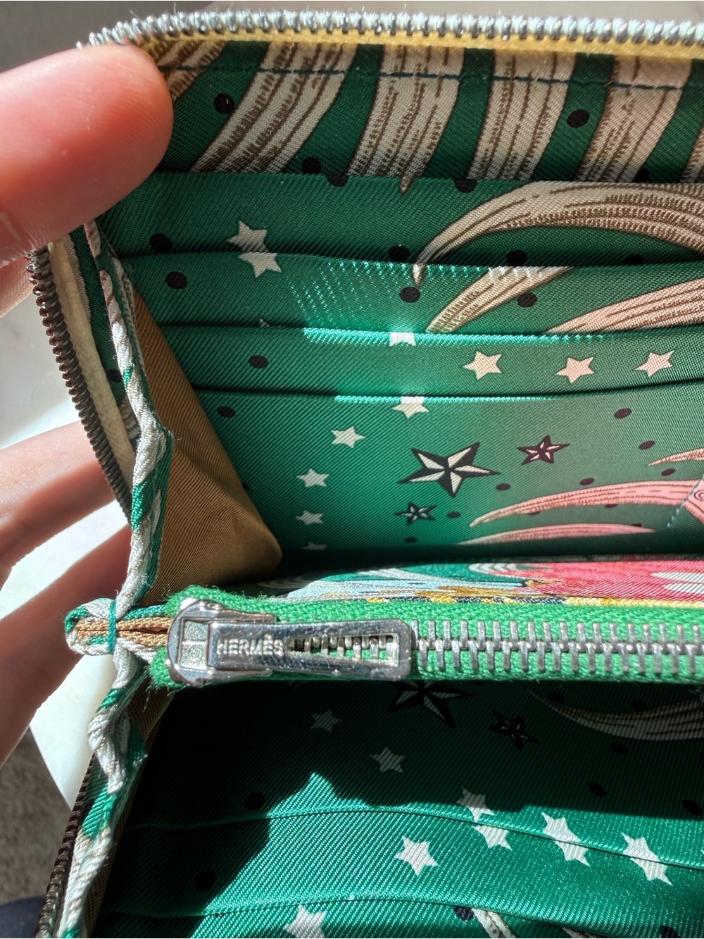 Hermès Silk-In Leather Zip-Around Wallet - Picture 11 of 15